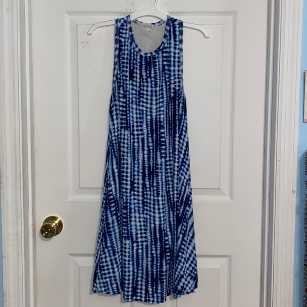 Blue and white dress